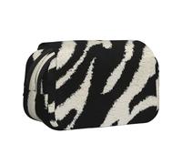 DNBCLEZK Zebra Animal Double Layer Flip-Top Pencil Case,Large Capacity 50 Pens Organizer, Durable Polyester Stationery Holder for School, Art Travel (All-Over Print)