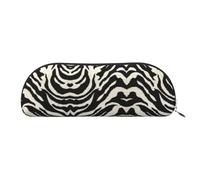 DNBCLEZK Zebra Animal Semicircular Pencil Case, Full-Pattern Printed Pen Pouch, Premium PVC Cross-Grain Leather with Polyester Lining