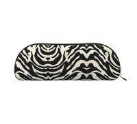 DNBCLEZK Zebra Animal Semicircular Pencil Case, Full-Pattern Printed Pen Pouch, Premium PVC Cross-Grain Leather with Polyester Lining