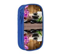 DNBCLEZK Zen Stone Double Layer Large Capacity Pencil Case,Print Polyester Oxford-Cloth Stationery Pouch with Multi Slots, Multi-Compartment Storage Bag