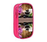 DNBCLEZK Zen Stone Double Layer Large Capacity Pencil Case,Print Polyester Oxford-Cloth Stationery Pouch with Multi Slots, Multi-Compartment Storage Bag