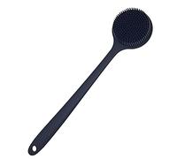 DNC Back Scrubber for Shower Soft Silicone Bath Body Brush with Long Handle (Black)