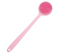 DNC Silicone Back Scrubber for Shower Soft Bath Body Brush with Long Handle (Pink)