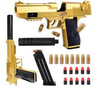 Dncvb Toy Gun Kids, Foam Blaster Toy Gun, Pistol Realistic with Soft Bullets, Golden Soft Bullet Gun for Shooting Games, Gifts for Boys Girls Teenagers