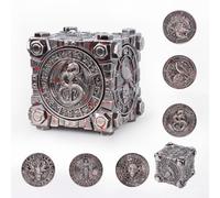 DND 7-in-1 Spinner Dice - Metal Cube Dice Set with Gift Box for Dungeons and Dragons D&D Tabaltop Ideal Collector's Gift for Dungeon Masters,3D Relief Dragon Design. (Bloodstain)