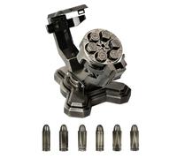 DND Bullet Nest Dice Set with Revolver Cylinder Spinner and Metal Polyhedral Holder for D&D Sci-Fi War Crime Theme Tabletop Games