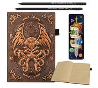 DND Campaign Journal with 3D Cthulhu Embossed Leather Cover - 192 Blank Pages A5 Notebook Great RPG Notepad for GM & Player (Bronze)