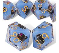 DND Cat Dice Set Cute 7 Pack, D&D Set with Gift Box Dungeons and Dragons Polyhedral & RPG Mtg Dice Sharp Edge for Roleplaying MTG Table Games with Bag, Cat Dice Flower Resin