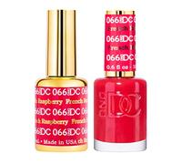 DND DC Gel Polish Set, Red Collection, UV/LED & Air Dry Nail Lacquer, Matching Chip-Free Polish Duo, 066 French Raspberry, 0.5 Fl Oz