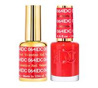 DND DC Gel Polish Set, Red Collection, UV/LED Gel Polish and Air Dry Nail Lacquer, Matching Chip-Free Polish Duo, 064 Valentine Red, 0.5 Fl Oz