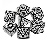 DND Dice 7Pieces, Black and White Mixed Polyhedral Swirled DND Dice for RPG MTG Table Game Dice