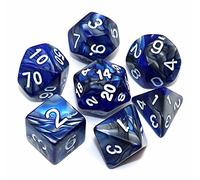 DND Dice Blue Mix Silver D&D Polyhedral Dice Set Age 14+ for Dungeon and Dragons MTG RPG Dice 7-Die Set D20 D12 D10 D% D8 D6 D4