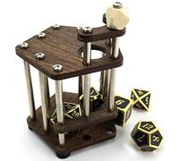 DND Dice Jail | Metal Bars | Cage for Bad Dice | Prison | Fits Full Set of Dice, Walnut, 2 inches (H) x 2 inches (W) x 1 inch (D), Metal Dice Jail