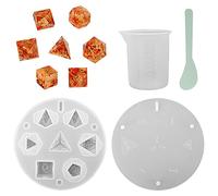 DND Dice Mold for 7 Polyhedral Sharp Edge Dice Set - Reusable Silicone Dice Making Mould with Resin Casting Tools - Custom Your Dice Molds for Tabletop RPG, Board Game