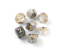 DND Dice, Polyhedral Dice Set, Glitter Dice Set for MTG Dungeons & Dragons RPG MTG DND Place Card Games Dice D&D D20 D12 D10 D8 D6 D4 (Black/White with Golden Lettering)