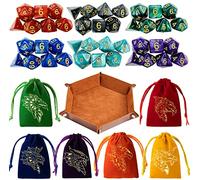 DND Dice Set 42 Pcs Polyhedral Dungeons and Dragons Rolling Dice for D&D RPG MTG Table Games Dice Bulk with Colorful Drawstring Bags and Dice Tray (Single)
