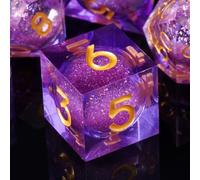DND Dice Set, 7-Piece Polyhedral Sharp Edge Resin Liquid Core DND Dice Set D&D Dice Dungeons and Dragons Game Dice for RPG MTG Pathfinder