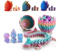 DND Dice Set (7 Pieces) and 3D Printed Dragon Egg,Fidget Toys,Surprise Dragon Egg and Polyhedral Dice Set with Gift Box,Playing Game with Dragon Eggs for RPG DND MTG