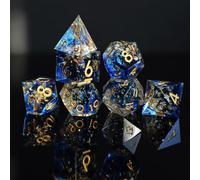 DND Dice Set 7pcs D4 D6 D8 D10 D12 D20 D% Polyhedral Handmade Resin Sharp Edged D&D Dice for Dungeons and Dragons Pathfinder Roll Playing Table Games RPG MTG Games with Gift Box