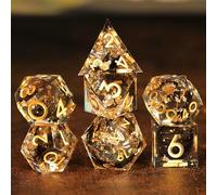 DND Dice Set 7pcs D4 D6 D8 D10 D12 D20 D% Polyhedral Handmade Resin Sharp Edged D&D Dice for Dungeons and Dragons Pathfinder Roll Playing Table Games RPG MTG Games with Gift Box