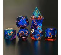 DND Dice Set 7pcs D4 D6 D8 D10 D12 D20 D% Polyhedral Handmade Resin Sharp Edged D&D Dice for Dungeons and Dragons Pathfinder Roll Playing Table Games RPG MTG Games with Gift Box