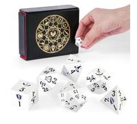 DND Dice Set, 7Pcs Metal DND Dice Polyhedral Dice Set with Dice Box for DND Dungeons and Dragons Role Playing Games, Board Games (Silver)