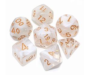 DND Dice Set 7Pcs Transparent Mix White Cloud Dice for Dungeon and Dragons D&D RPG Role Playing Games Polyhedral Dice