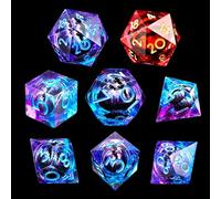 DND Dice Set 8PCS with Extra D20-Beholder's Eye Dragon Eye Liquid Core Sharp Edge Handmade Polyhedral Resin 2×D20 D4 D6 D8 D10 D12 D10% Dungeons Dragons Tabletop RPG