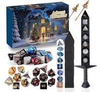 DND Dice Set Advent Calendar 2025, Christmas D&D Polyhedral Dice Advent Calendar, 24 Days Countdown Dragons for Gamers Role Players (Blue)