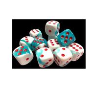DND Dice Set-Chessex D&D Dice-16mm Gemini White, Teal, and Red Plastic Polyhedral Dice Set-Dungeons and Dragons Dice Includes 12 Dice - D6