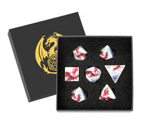 DND Dice Set, Dragon Theme Dice Set, UV Printed, Resin Material, DND Starter Set, 7pcs Polyhedral Dice Set with Dice Box, Role Playing Board Games Accessories