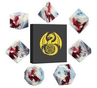 DND Dice Set, Dragon Theme Dice Set, UV Printed, Resin Material, DND Starter Set, 7pcs Polyhedral Dice Set with Dice Box, Role Playing Board Games Accessories