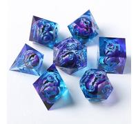 DND Dice Set Floating Pupil Dragon Eye Resin Sharp Edge Dice 7 Piec Handmade D&D Dice for Polyhedral Dungeons and Dragons Ttrpg Pathfinder RPG DND Roleplaying with Gift Box