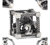 DND Dice Set for Dungeons and Dragons, ZHOORQI D and D Polyhedral Dice 7 Pcs/Set, The Cthulhu Metal Dice Set for Role Playing Tabletop Games（Z-Ancient Silver）