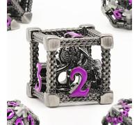 DND Dice Set for Dungeons and Dragons, ZHOORQI D and D Polyhedral Dice 7 Pcs/Set, The Cthulhu Metal Dice Set for Role Playing Tabletop Games（Z-Purple Number）