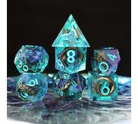 DND Dice Set Octopus Resin Sharp Edge D&D Dice 7pcs Dungeons and Dragons MTG RPG Ttrpg Pathfinder Roleplaying D and D D20 D12 D10 D8 D6 D4 Dice with Box