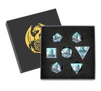 DND Dice Set, Octopus Theme Dice Set, UV Printed, Resin Material, DND Starter Set, 7pcs Polyhedral Dice Set with Dice Box, Role Playing Board Games Accessories