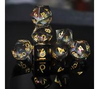 DND Dice Set Quicksand Resin Sharp Edge Dice 7 Piec D&D Dice for Polyhedral Dungeons and Dragons Ttrpg Pathfinder RPG DND Roleplaying with Gift Box