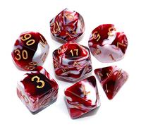 DND Dice Set Red Mix White Dice for Dungeon and Dragons D&D MTG 7-Die RPG Polyhedral Dice