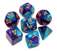 DND Dice Set RPG Polyhedral Dice Age 14+ for Dungeon and Dragons D&D RPG Role Playing Games 7-Die Set (Lake Blue Mix Purple)