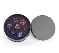 DND Dice Set with Box, 7PCS Acrylic Polyhedral Nebula Dice Set for Dungeon and Dragons D&D RPG Role Playing Games Dices D20 D12 D10 D% D8 D6 D4 Deep Blue Red
