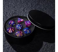DND Dice Set with Box, 7PCS Polyhedral Marble Pattern Dice Set for Dungeon and Dragons D&D RPG Role Playing Games Dices D20 D12 D10 D% D8 D6 D4 Blue Purple