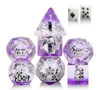 DND Dice Set with Dinosaur Inside - 7PCS Polyhedral Dice for Dungeons and Dragons, D&D RPG Resin Dice with Silver Numbers in Velvet Bag, Unique Game Accessories Gift for DND Players（Dinosaur)