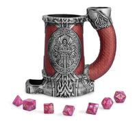 DND Dice Tower Mug Set-Dice Rolling Tower with 7-PCS polyhedral Dice Set, DND Accessories for Players, Perfect Medieval Tavern Style Gift for D&D Players and DMS (Dragonfire Knight)