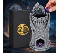 DND Dice Tower with Gift Box, Dragon Rolling Tower for All Dice, DND Gifts | 3D Resin Dice Tower, Suitable for D&D, Pathfinder, Call of Cthulhu, Built-in Staircase, Gifts for DND Fans (Not Includ Dice)