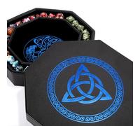 DND Dice Tray - Premium 8 Inch Tray Dungeons and Dragons - Exquisitely Detailed Blue World Tree & Triquetra Design - Perfect Rolling & Box Storage to Protect Your Dice for D&D and RPG