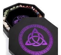 DND Dice Tray - Premium 8 Inch Tray Dungeons and Dragons - Exquisitely Detailed Purple World Tree & Triquetra Design - Perfect Rolling & Box Storage to Protect Your Dice for D&D and RPG