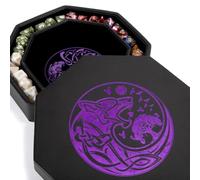 DND Dice Tray - Premium 8 Inch Tray for Dungeons and Dragons: Exquisitely Detailed Purple World Tree & Wolf Raven Design - Perfect Rolling & Box Storage to Protect Your Dice for D&D and RPG