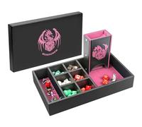 DND Dice Tray & Tower Storage Box, 4 in 1 D&D Dice Holder Case (Dice Rolling Tray, Dice Roller Tower, Dice & Miniature Storage), Great RPG Accessories Gifts for Dungeons and Dragons MTG DM & Player