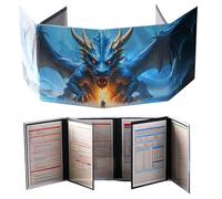 DND DM Screen 8 Panels with 3D Colorful Embossed Blue Dragon